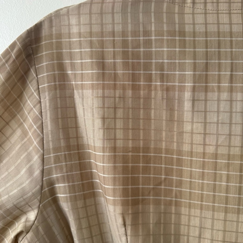 Vintage Tan Gingham Style Button-Down Dress - Picture 8 of 8